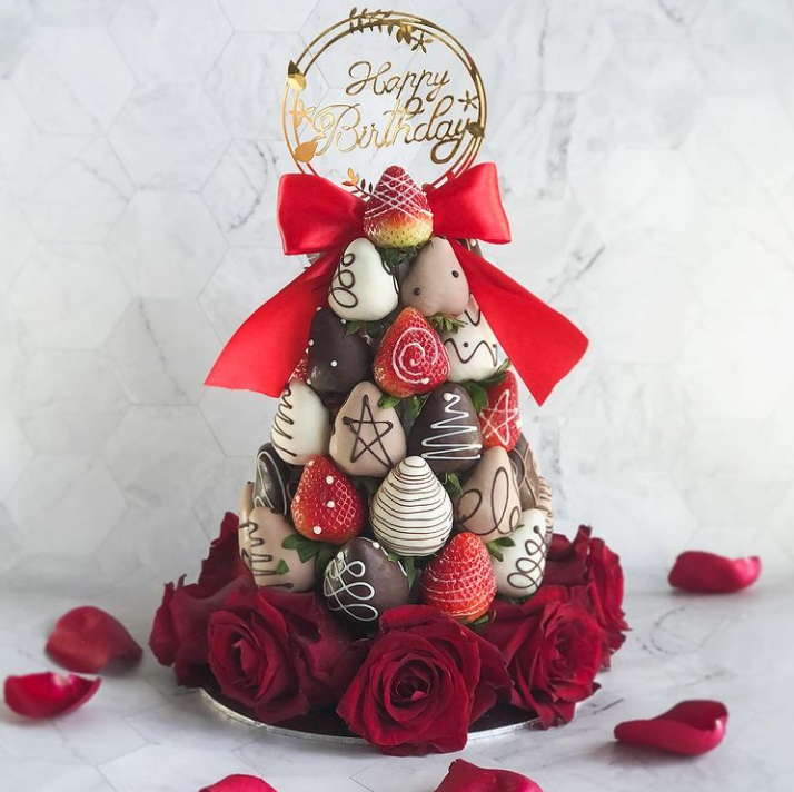 Strawberry tower delivery fresh fruit arrangement singapore