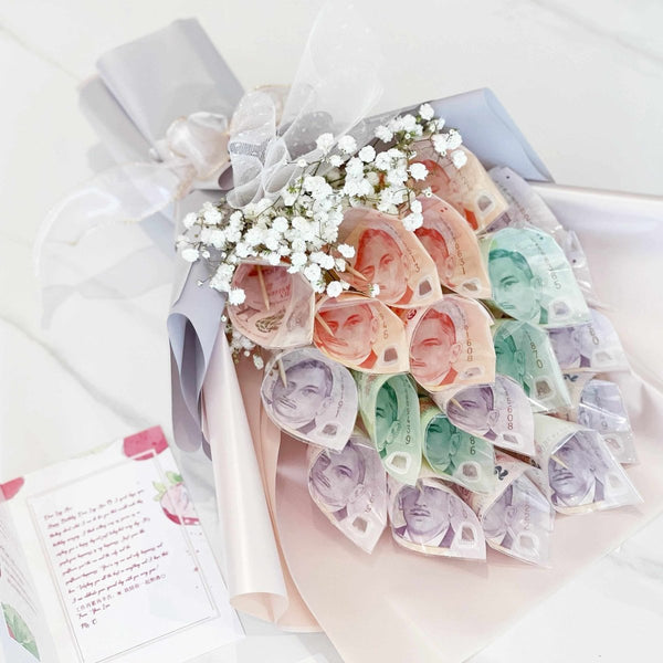 $100 Dollar Thoughts - Luxury Cash Money Bouquet - Rainbowly Fresh Fruit Gift and Flower Arrangments