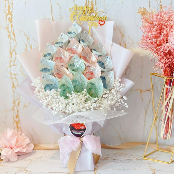 $520 I Love You Bouquet - Luxury Cash Money Bouquet( 5 days Preorder) - Rainbowly Fresh Fruit Gift and Flower Arrangments