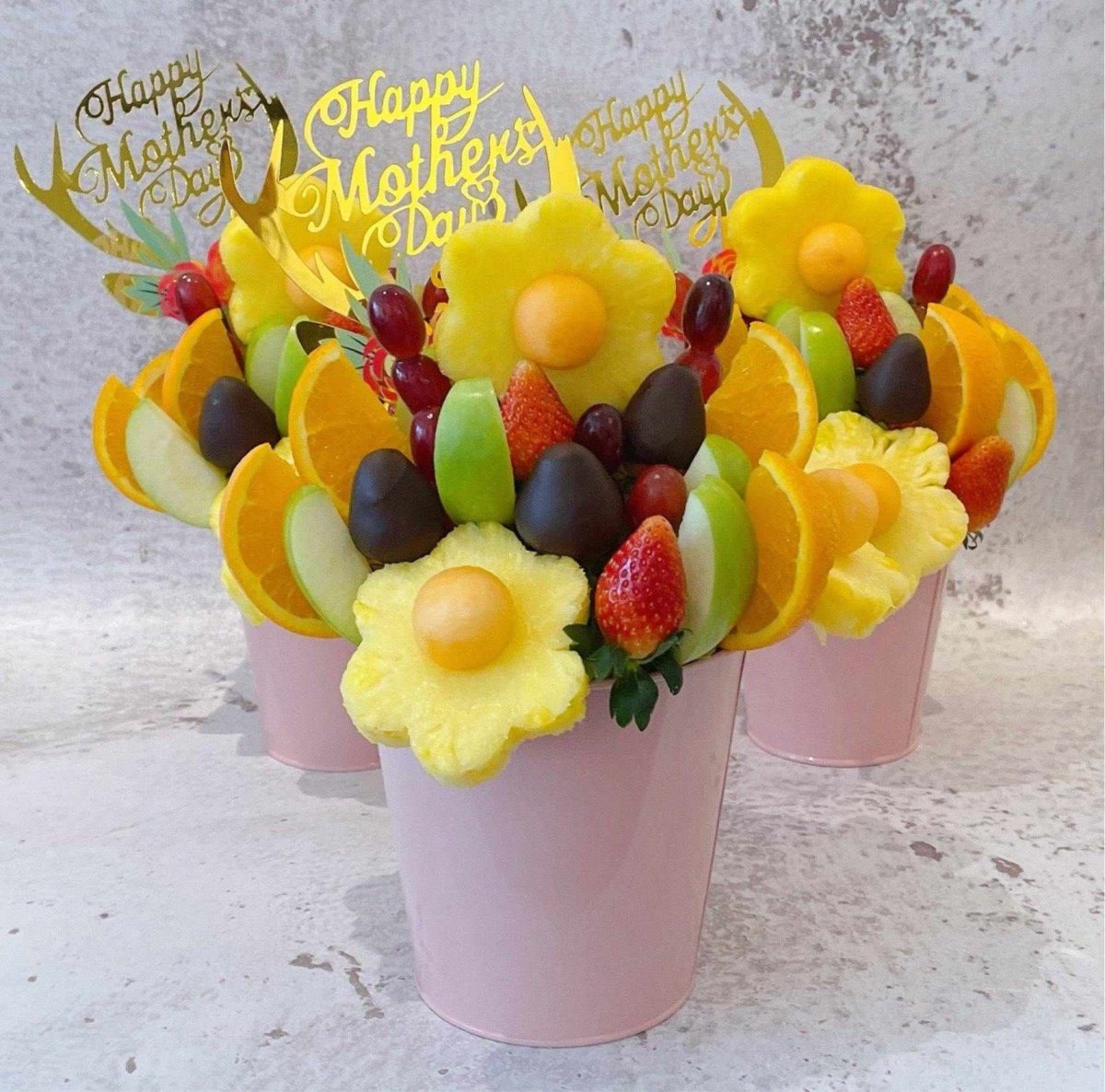 Cheer Up Fresh | Fruit Hamper Bouquet - Rainbowly Fresh Fruit Gift and Flower Arrangments