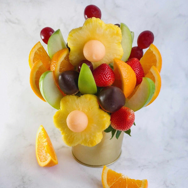 Cheer Up Fresh | Fruit Hamper Bouquet - Rainbowly Fresh Fruit Gift and Flower Arrangments