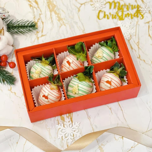Corporate Gift - Christmas Special Half Dozen Chocolate Coated Strawberries (1 week pre-order) - Rainbowly Fresh Fruit Gift and Flower Arrangments