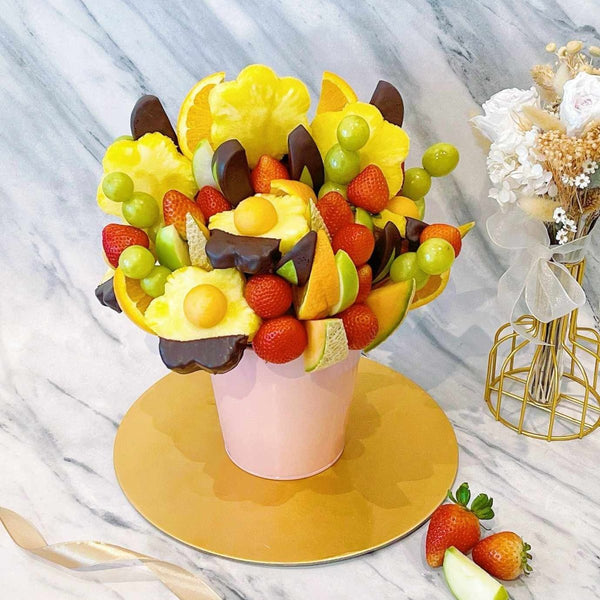 Fruity Party Fresh Fruit Bouquet (Vegan Friendly Cake Alternative)(1 day Pre-order) - Rainbowly Fresh Fruit Gift and Flower Arrangments