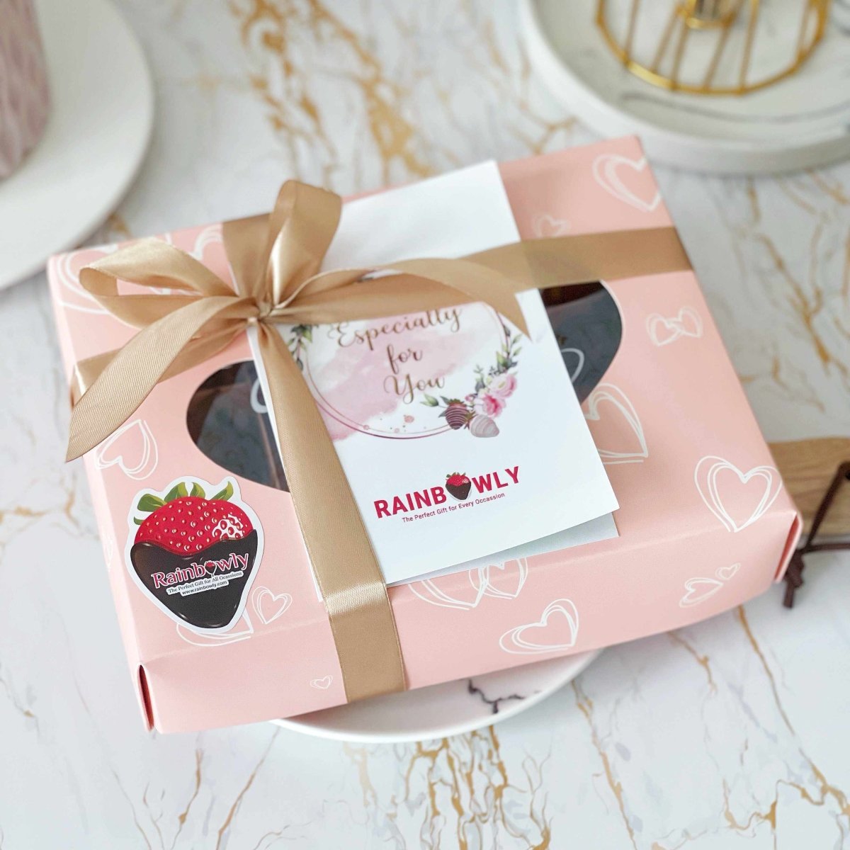 Gift Box of A Dozen Chocolate Coated Strawberry - Rainbowly Fresh Fruit Gift and Flower Arrangments