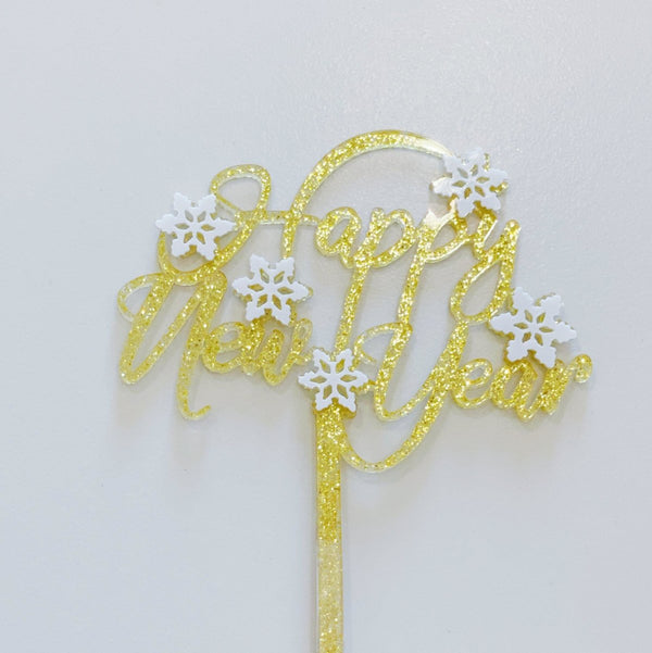 Happy New Year Acrylic Cake Topper - Rainbowly Fresh Fruit Gift and Flower Arrangments