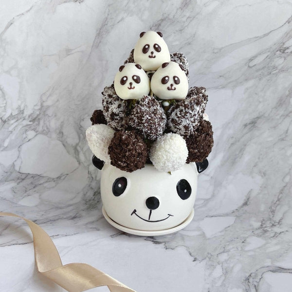 Kung Fu Panda | Fresh Fruit Arrangement with Chocolate Dipped Strawberry Animal Hamper - Rainbowly Fresh Fruit Gift and Flower Arrangments