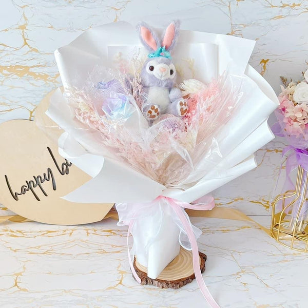 Pastel Bunny- Everlasting Preserved Dried Flower Bouquet Petite Wishing Bunny - Rainbowly Fresh Fruit Gift and Flower Arrangments