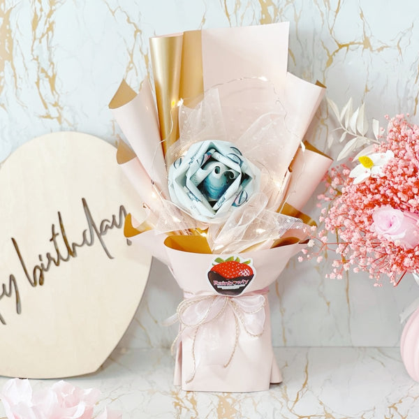 Rose Money Flower Bouquet Gift for Her ( Single Stalk)| Origami Rose made from Real Cash & Banknotes not inclusive (3 days advance order) - Rainbowly Fresh Fruit Gift and Flower Arrangments
