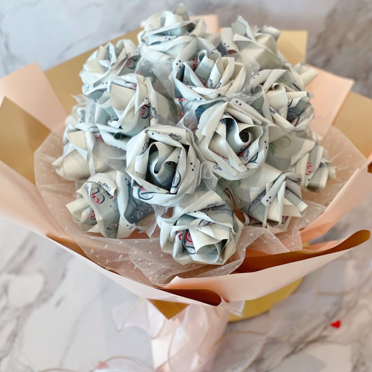 Paper Origami Flower Bouquet in Black and White