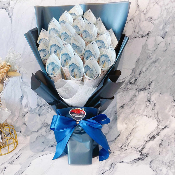 Stylish Modern Money Bouquet for Him | Gift for Him Ideas (Custom amount, Notes not inclusive)(2 days Pre-order) - Rainbowly Fresh Fruit Gift and Flower Arrangments