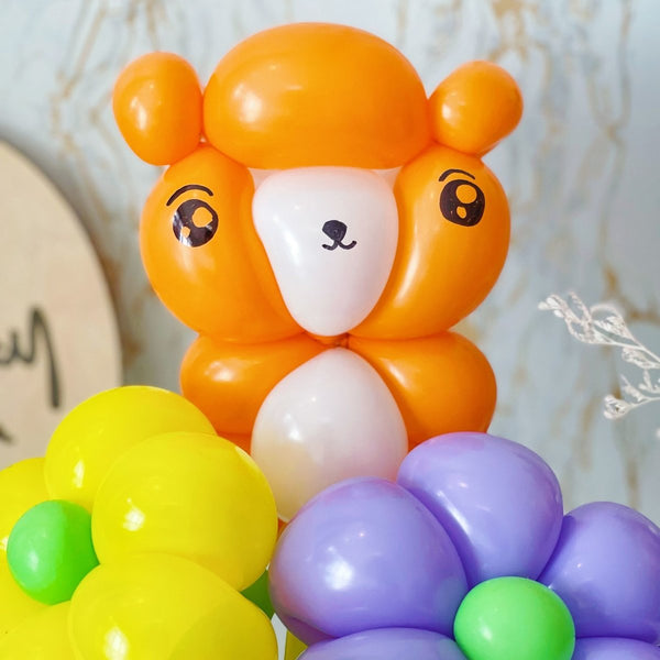 Balloon Flower Bouquet with Teddy Bear - Rainbowly Fresh Fruit Gift and Flower Arrangments