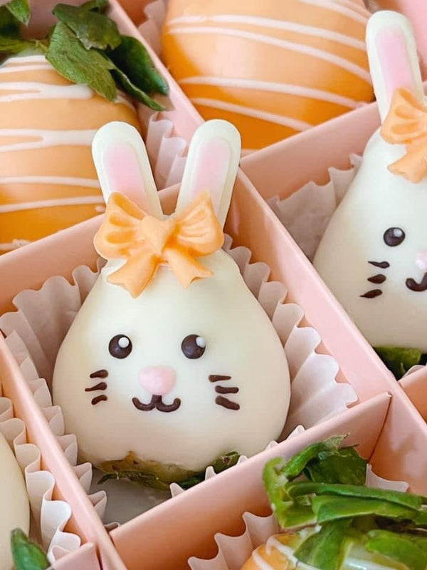 Bunny-licious Dozen Box of Chocoberry | Fresh Fruit Arrangement with Chocolate Dipped Strawberry - Rainbowly Fresh Fruit Gift and Flower Arrangments