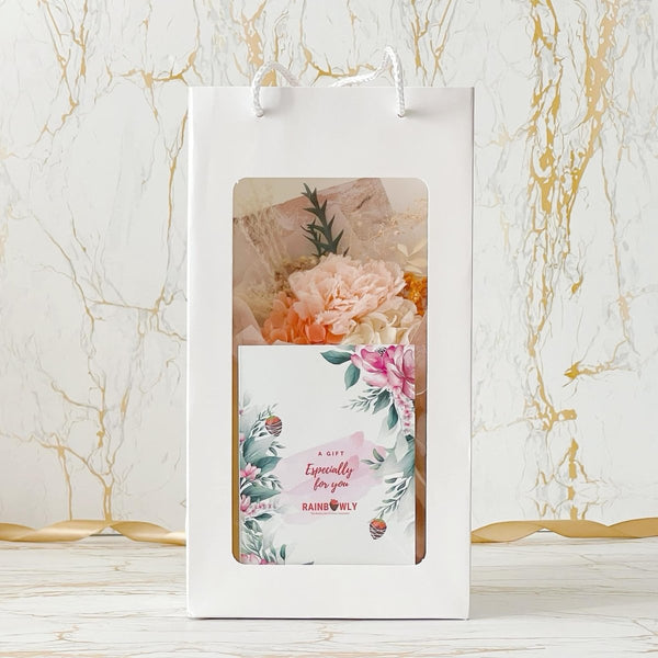 Carnation - Everlasting Flower Bouquet (Real Preserved Roses and Dried Flowers) - Rainbowly Fresh Fruit Gift and Flower Arrangments