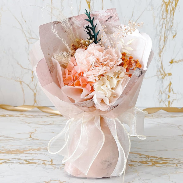 Carnation - Everlasting Flower Bouquet (Real Preserved Roses and Dried Flowers) - Rainbowly Fresh Fruit Gift and Flower Arrangments
