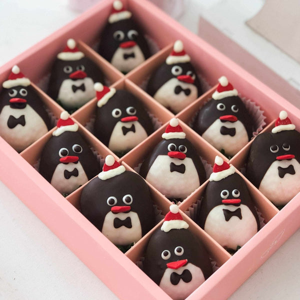 Christmas Special Dozen Penguins Chocolate Coated Strawberries - Rainbowly Fresh Fruit Gift and Flower Arrangments