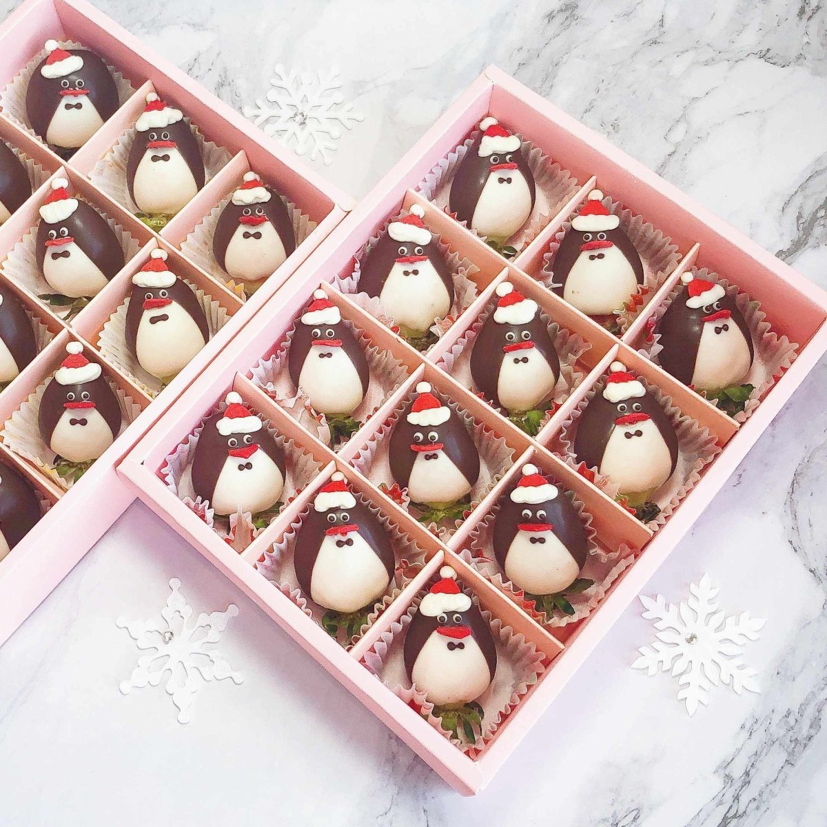 Christmas Special Dozen Penguins Chocolate Coated Strawberries - Rainbowly Fresh Fruit Gift and Flower Arrangments