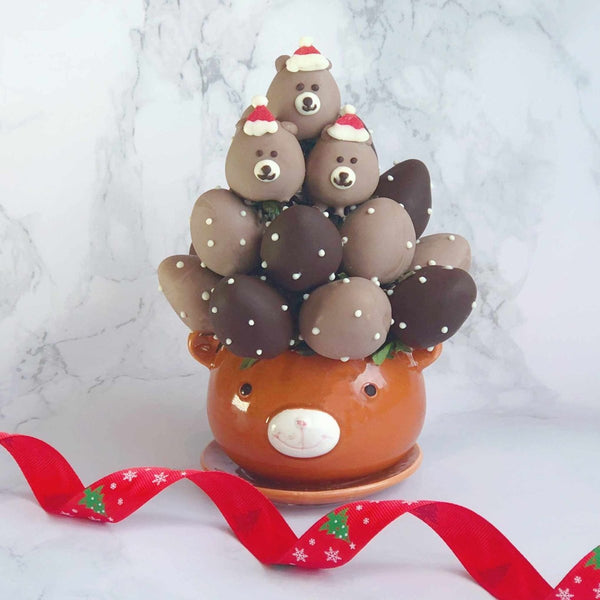 Christmas Special- More Love than You Can Bear | | Fresh Fruit Arrangement with Chocolate Dipped Strawberry Animal Pot - Rainbowly Fresh Fruit Gift and Flower Arrangments