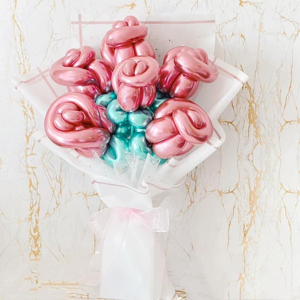 Chrome Rose Bouquet- Balloon Flower Bouquet Arrangement - Rainbowly Fresh Fruit Gift and Flower Arrangments