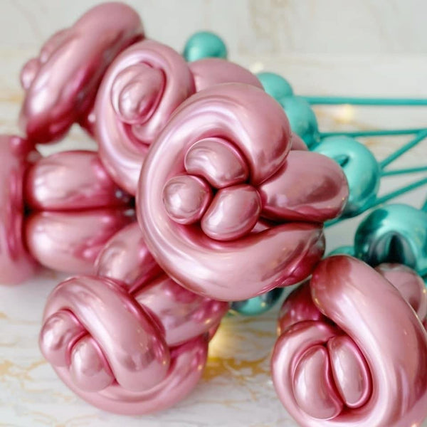 Chrome Rose Bouquet- Balloon Flower Bouquet Arrangement - Rainbowly Fresh Fruit Gift and Flower Arrangments