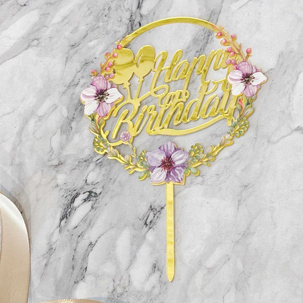 Colourful Acrylic Birthday, Anniversary and Love Cake Topper - Rainbowly Fresh Fruit Gift and Flower Arrangments