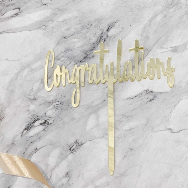 Congratulations and Best Wishes Acrylic Cake Topper - Rainbowly Fresh Fruit Gift and Flower Arrangments