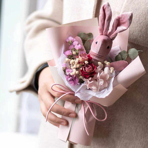 Everlasting Preserved Dried Flower Bouquet Petite Wishing Bunny - Rainbowly Fresh Fruit Gift and Flower Arrangments