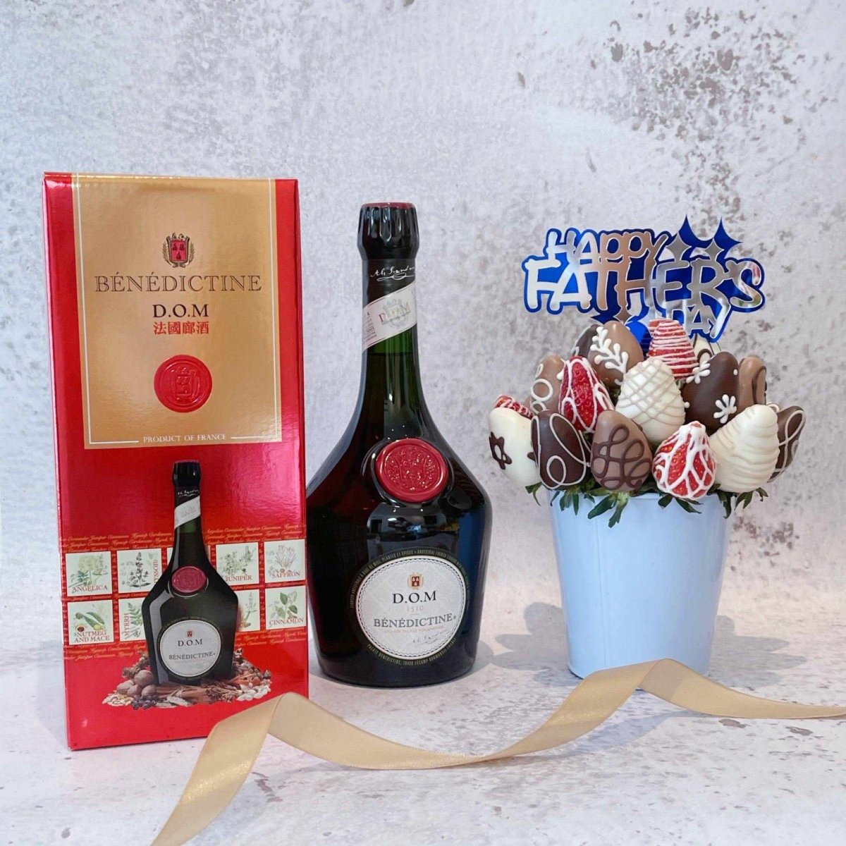 Father's Day Bundle Deal - D.O.M & All About You - Fresh Chocolate Dipped Strawberry Fruit Bouquet Arrangement Pot - Rainbowly Fresh Fruit Gift and Flower Arrangments
