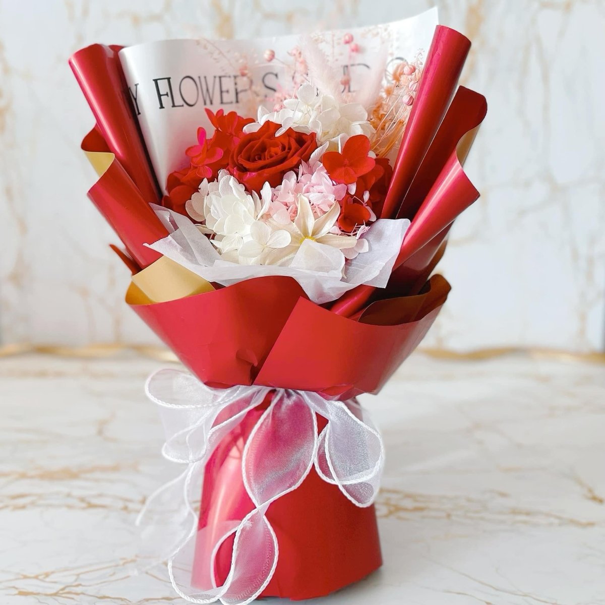 Faye - Everlasting Preserved Rose Flower Bouquet Singapore - Rainbowly Fresh Fruit Gift and Flower Arrangments
