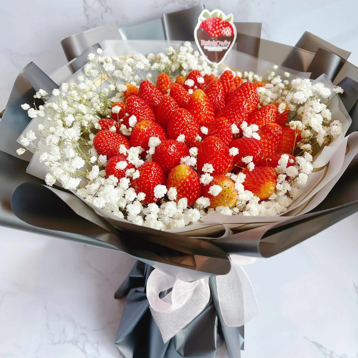 Fresh Fruit Strawberry Flower Bouquet - Rainbowly Fresh Fruit Gift and Flower Arrangments