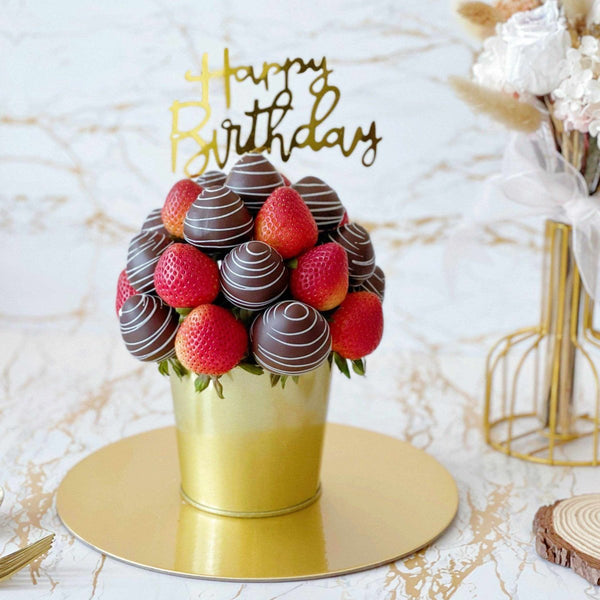 Fruit Bouquet - Healthier Love Fresh Fruit Arrangement Hamper with Chocolate Coated Strawberries - Rainbowly Fresh Fruit Gift and Flower Arrangments