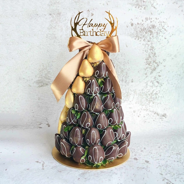 Gentlemanly Fresh Fruit Arrangement Strawberry Tower - Rainbowly Fresh Fruit Gift and Flower Arrangments