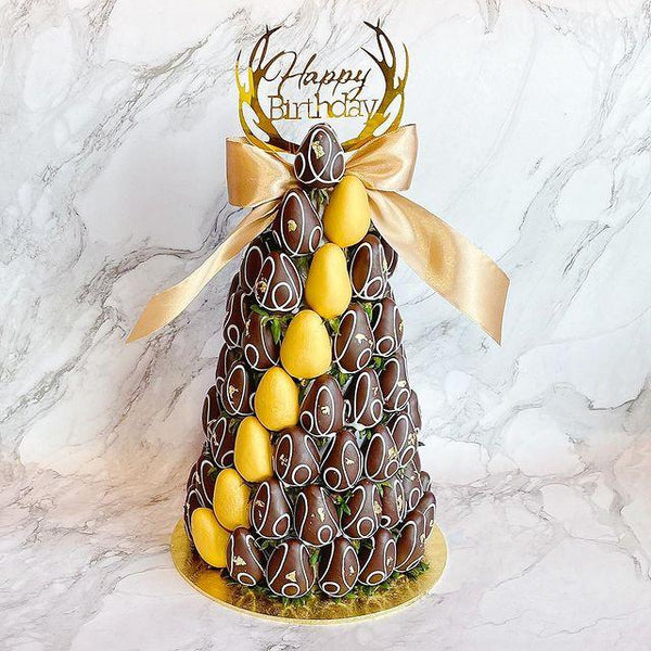 Gentlemanly Fresh Fruit Arrangement Strawberry Tower - Rainbowly Fresh Fruit Gift and Flower Arrangments