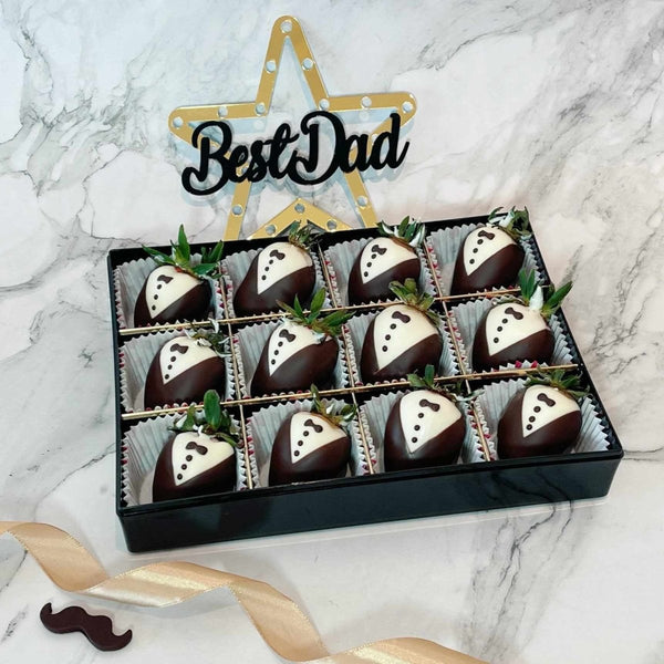 Gentlemen and Ladies Chocolate Coated Strawberry Fruit Gift Box - Rainbowly Fresh Fruit Gift and Flower Arrangments