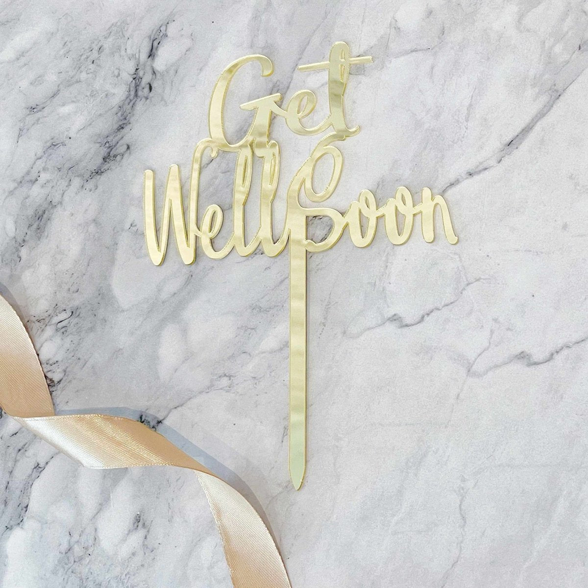 Get Well Soon Acrylic Cake Topper - Rainbowly Fresh Fruit Gift and Flower Arrangments