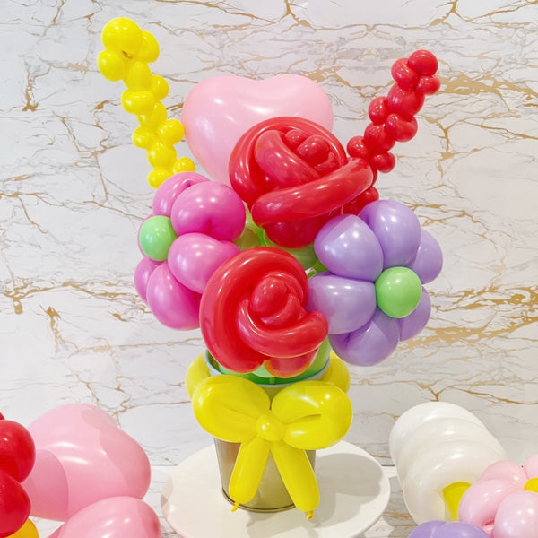 Gorgeous Mix Floral - Balloon Flower Bouquet Arrangement - Rainbowly Fresh Fruit Gift and Flower Arrangments