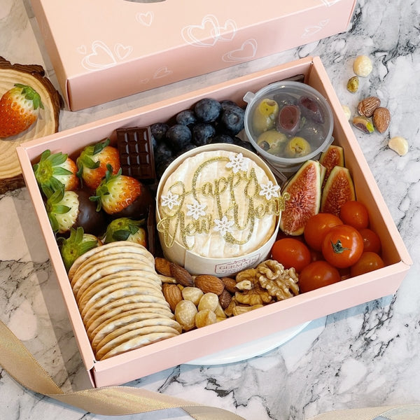 Grazing Fruits Cheese Platter - Meat Free Easy Pleaser Gift Box - Rainbowly Fresh Fruit Gift and Flower Arrangments