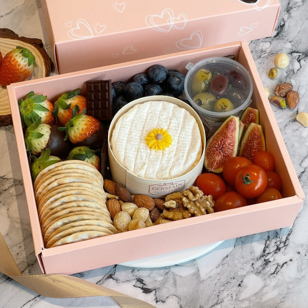 Grazing Fruits Cheese Platter - Meat Free Easy Pleaser Gift Box - Rainbowly Fresh Fruit Gift and Flower Arrangments