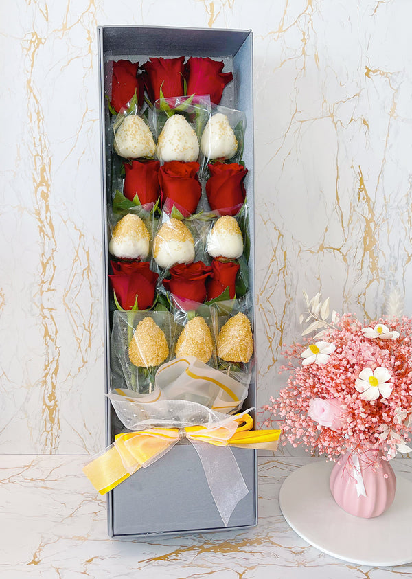 Glorious (Huge Size Gift Box) - Chocolate Coated Strawberry Premium Fruit Box - Rainbowly Fresh Fruit Gift and Flower Arrangments