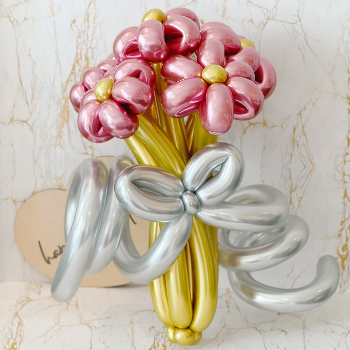 Chrome Balloon Flower Bouquet Arrangement | Rainbowly Fresh Fruit Gift ...