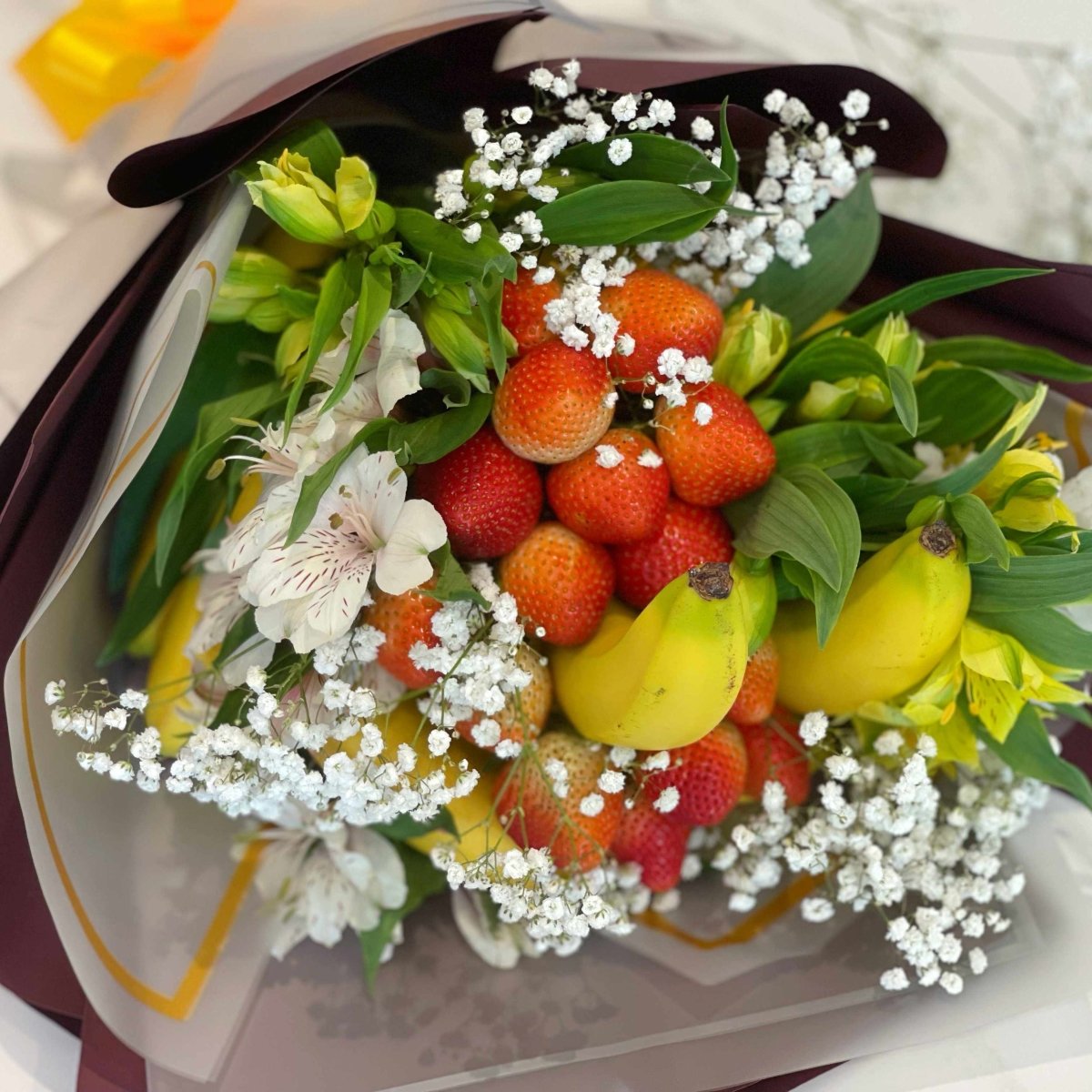 Lily - Fresh Fruits Flower Bouquet Arrangements (3 Days Preorder) - Rainbowly Fresh Fruit Gift and Flower Arrangments