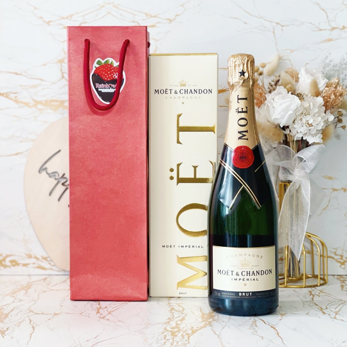 Moet & Chandon Champagne - Brut Imperial 750ml (With Box and Wine Bag) - Rainbowly Fresh Fruit Gift and Flower Arrangments