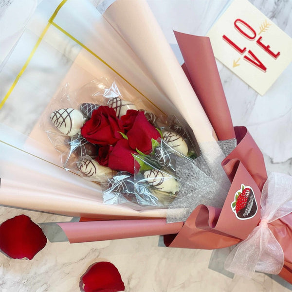 My Sun and Star Chocolate Coated Strawberry Fruit Flower Bouquet - Rainbowly Fresh Fruit Gift and Flower Arrangments