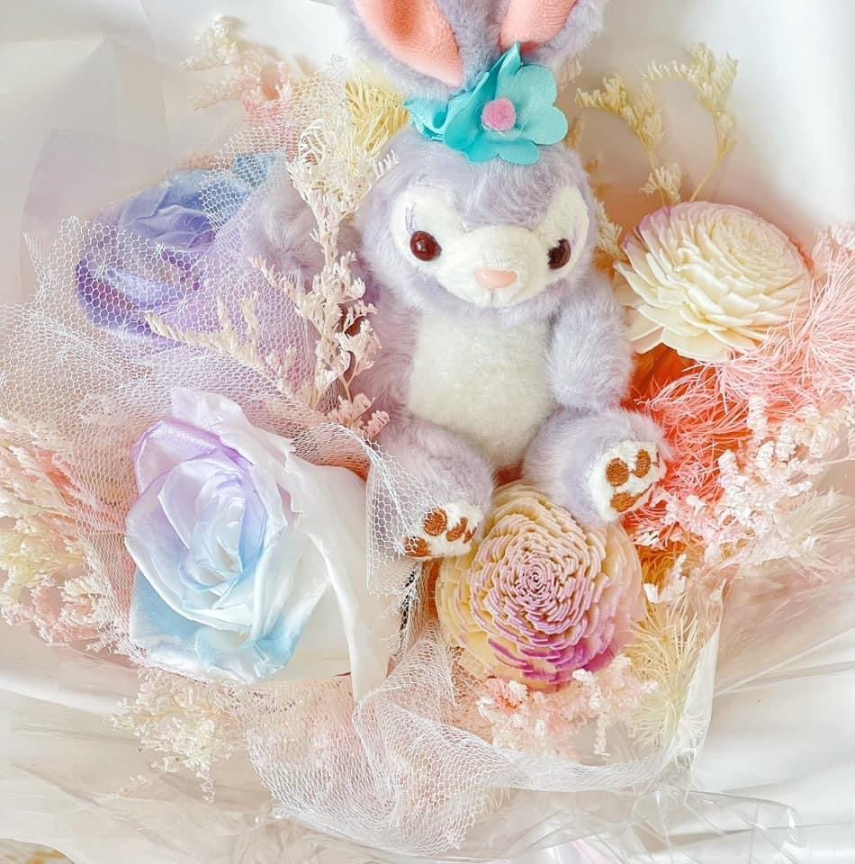 Pastel Bunny- Everlasting Preserved Dried Flower Bouquet Petite Wishing Bunny - Rainbowly Fresh Fruit Gift and Flower Arrangments