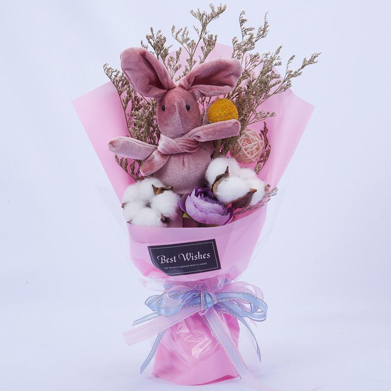 Preserved Flower Bouquet Mini Bunny Love - Rainbowly Fresh Fruit Gift and Flower Arrangments