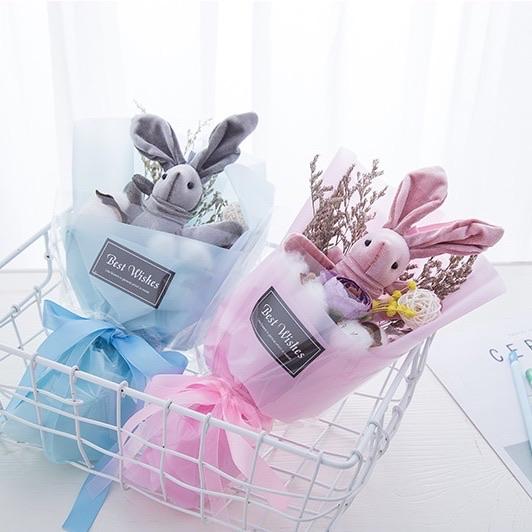 Preserved Flower Bouquet Mini Bunny Love - Rainbowly Fresh Fruit Gift and Flower Arrangments