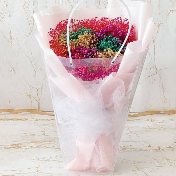 Rainbow Baby Breath in Large Size - Everlasting Flower Bouquet (Real Preserved and Dried Baby Breath Flowers) - Rainbowly Fresh Fruit Gift and Flower Arrangments