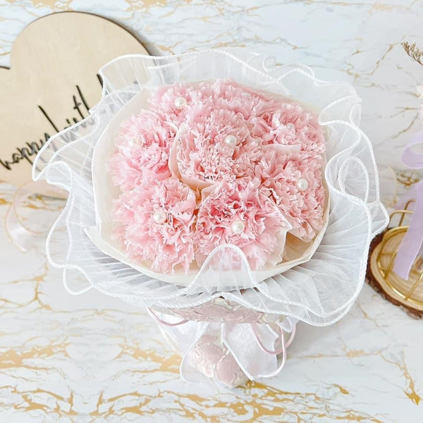 Sweet Carnation - Everlasting Flower Bouquet (Real Preserved Roses and Dried Flowers) - Rainbowly Fresh Fruit Gift and Flower Arrangments