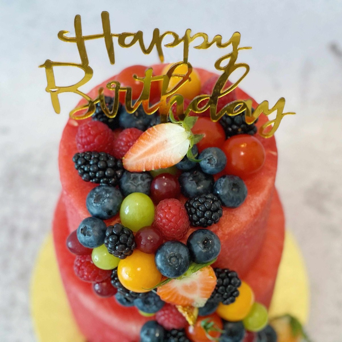 Watermelon Cake | Fruit Cake with Fresh Fruits Arrangements (Vegan Friendly Cake) - Rainbowly Fresh Fruit Gift and Flower Arrangments