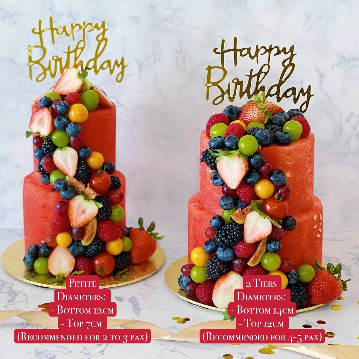 Watermelon Cake | Fruit Cake with Fresh Fruits Arrangements (Vegan Friendly Cake) - Rainbowly Fresh Fruit Gift and Flower Arrangments